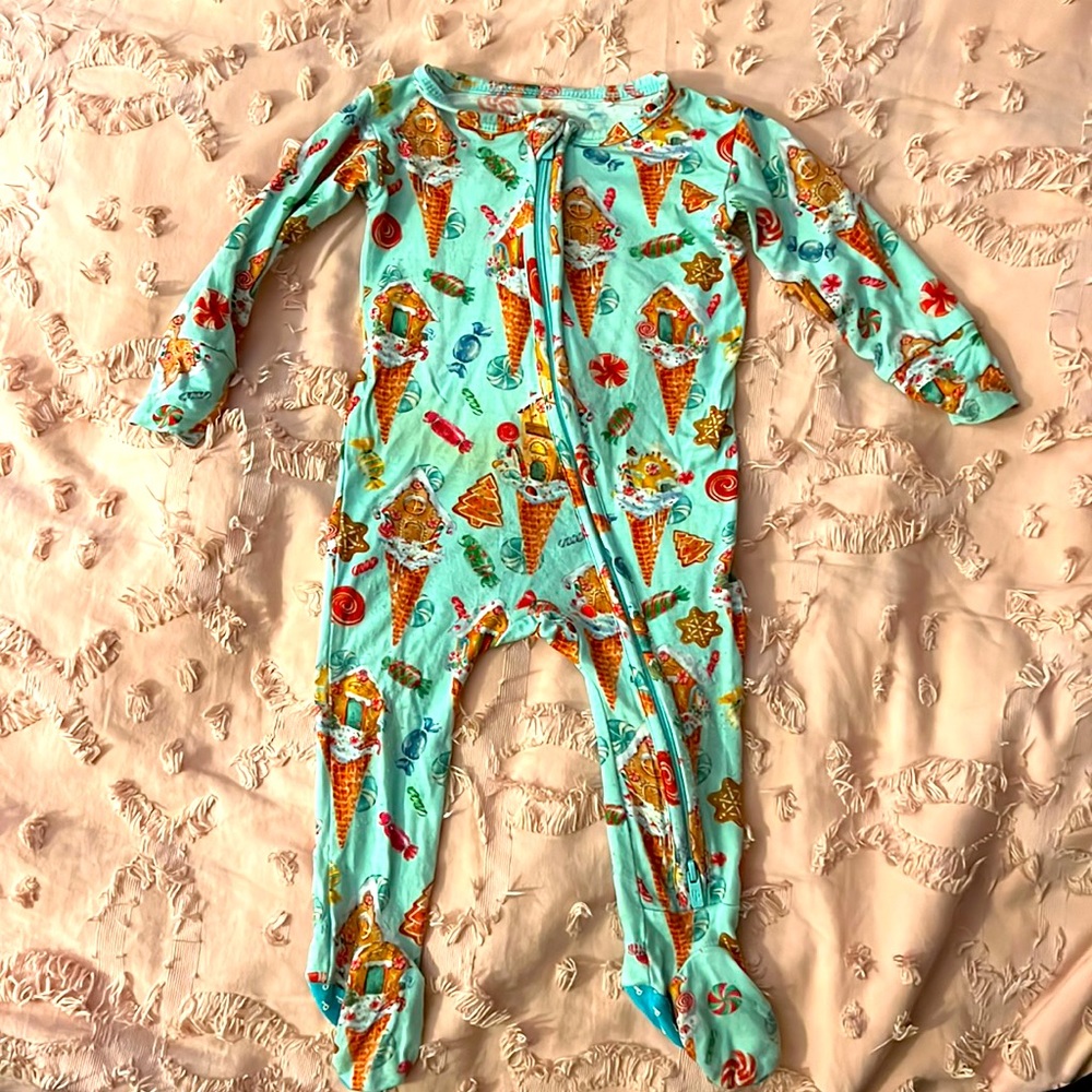Posh peanut holiday zippered footie one piece 3-6 months